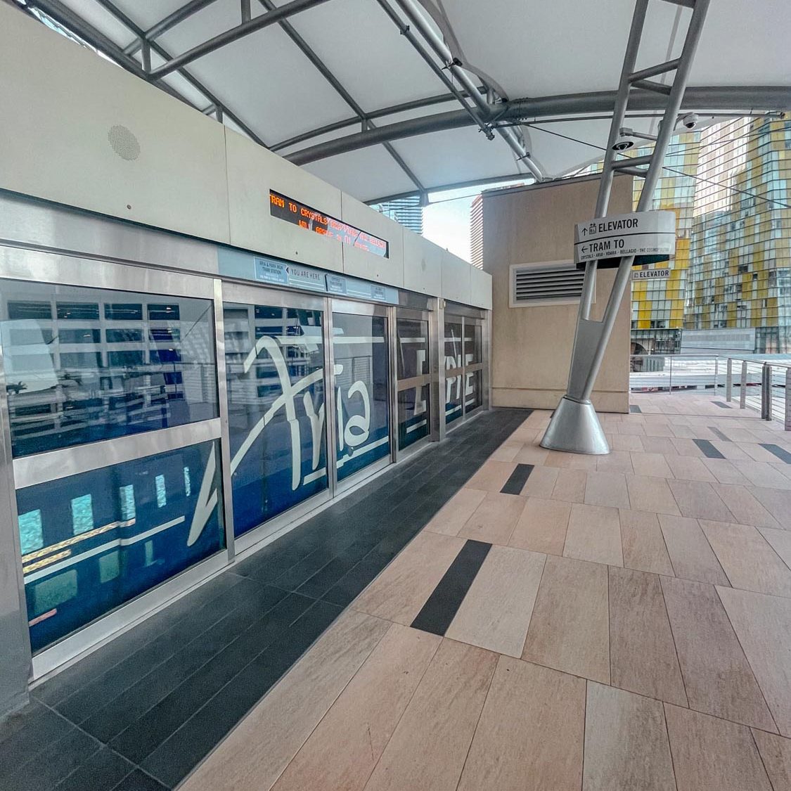 The platform to the ARIA Express Tram.