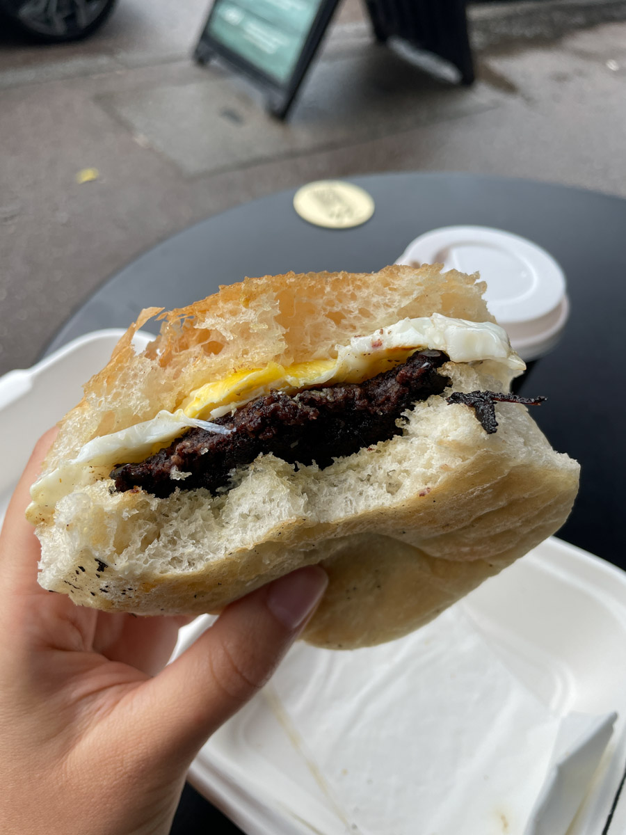 Black sausage roll.
