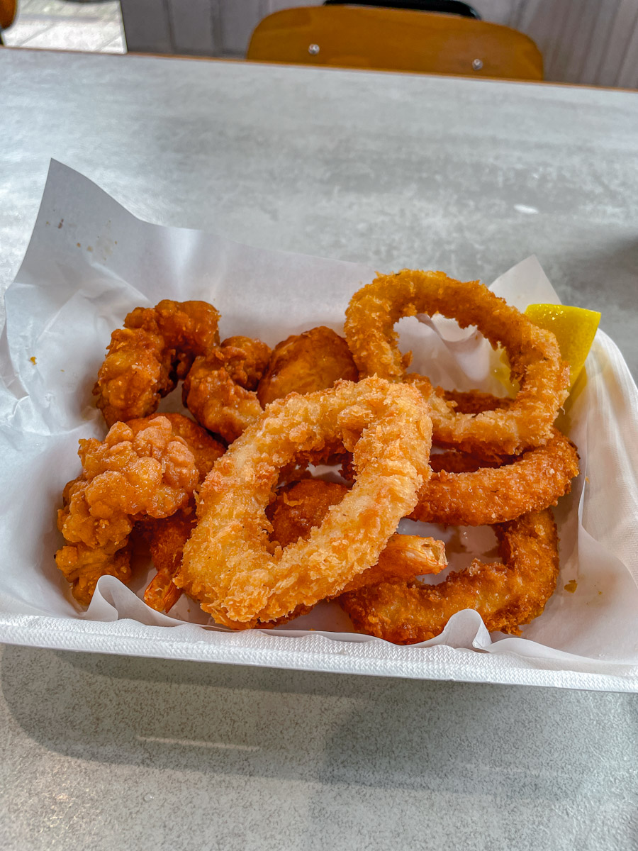 A serving of fried calamari.