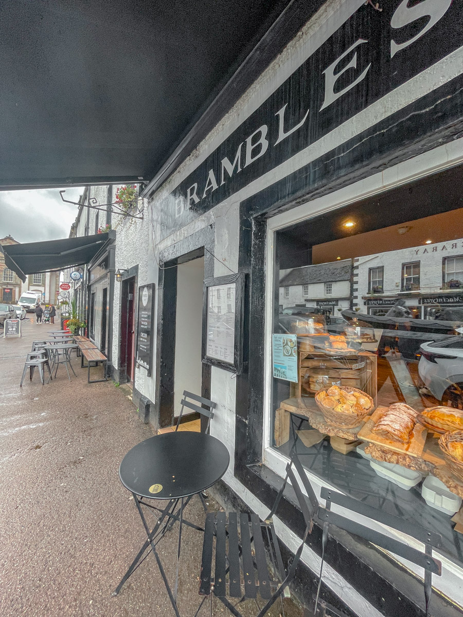 Storefront of a cafe in Inveraray, Scotland.