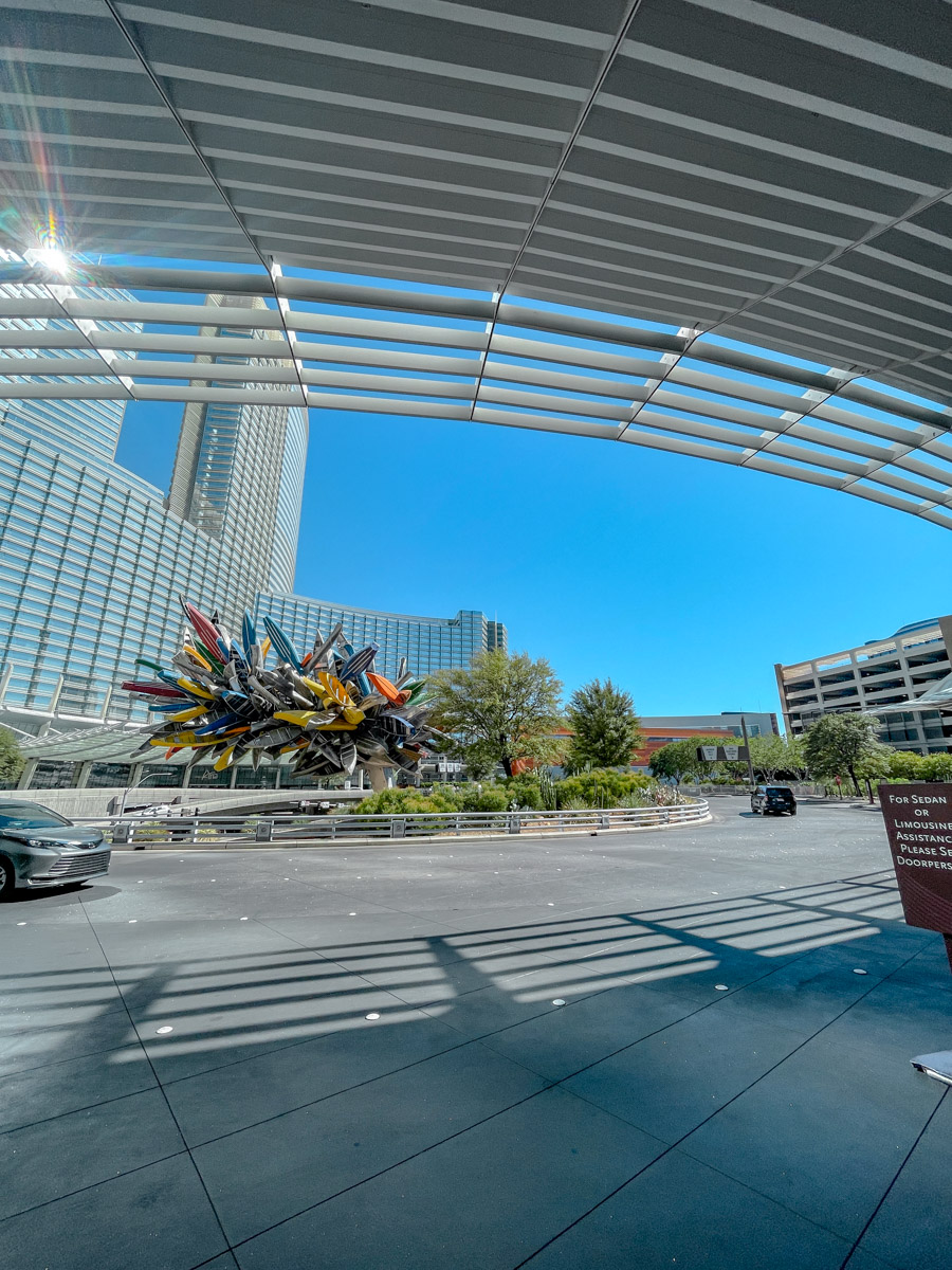 The valet driveway of Aria Las Vegas.