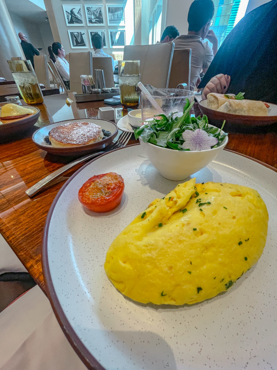 Omelette meal on a plate.