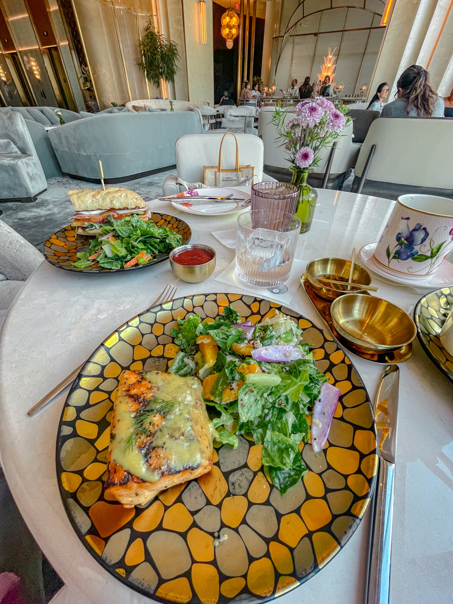 Plates of food in a hotel restaurant in Las Vegas.